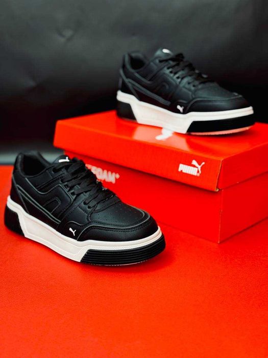 Цена за пару женские кроссовки пума черные натуральная кожа