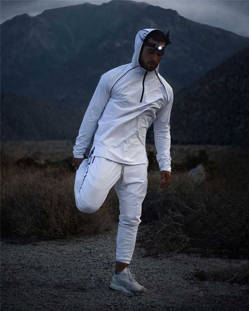 Dres męski white ortalionowy idealny do biegania/fitnessu r.L #69