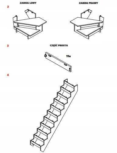 Schody zębinowe zabiegowe buk/ inox