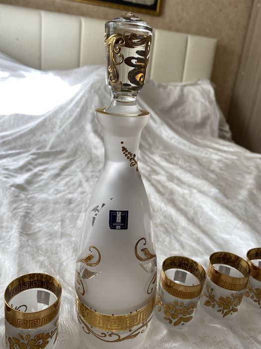 Чешское стекло набор графин + 6 стопок и бокалы Богемия