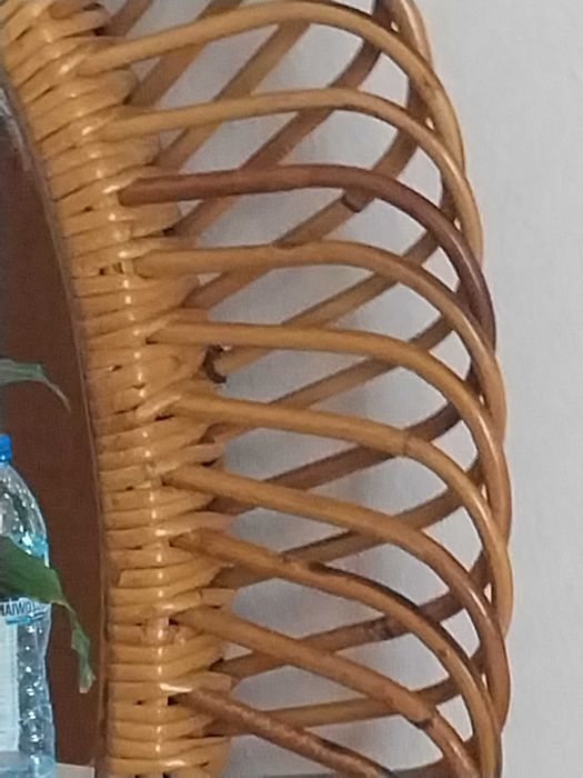 Lustro Franco albini mirror italy 60s owal red aksamit