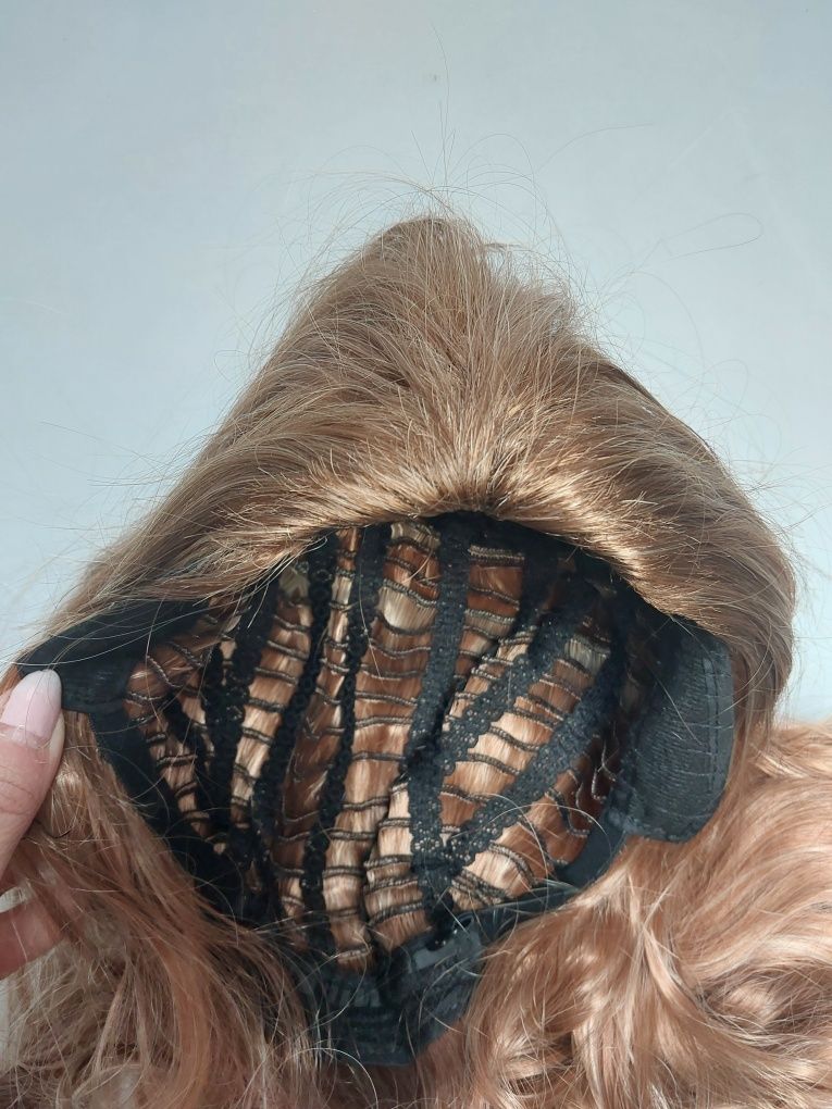 Nowa peruka Qnbiar miedziane i blond pasemka hak naturalne włosy