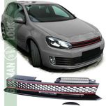 Grelha desportiva sem emblema preto vermelho para VW Golf 6 GTI 08a13