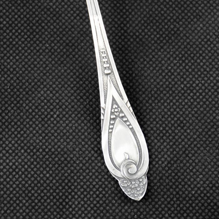 Conjunto de 6 colheres de chá + pá de açúcar, Arte nova, prata n2