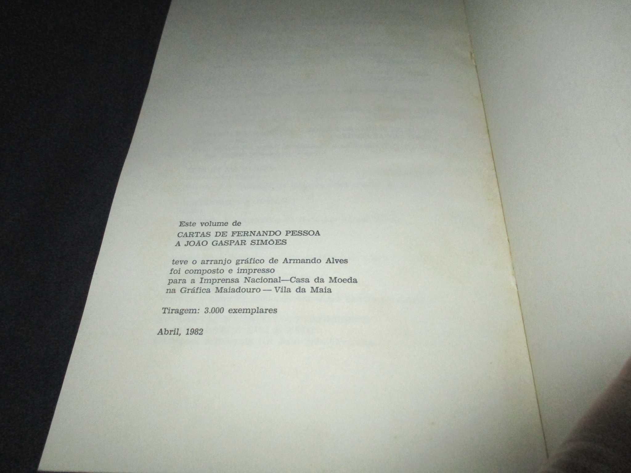 Livro Cartas de Fernando Pessoa a João Gaspar Simões INCM