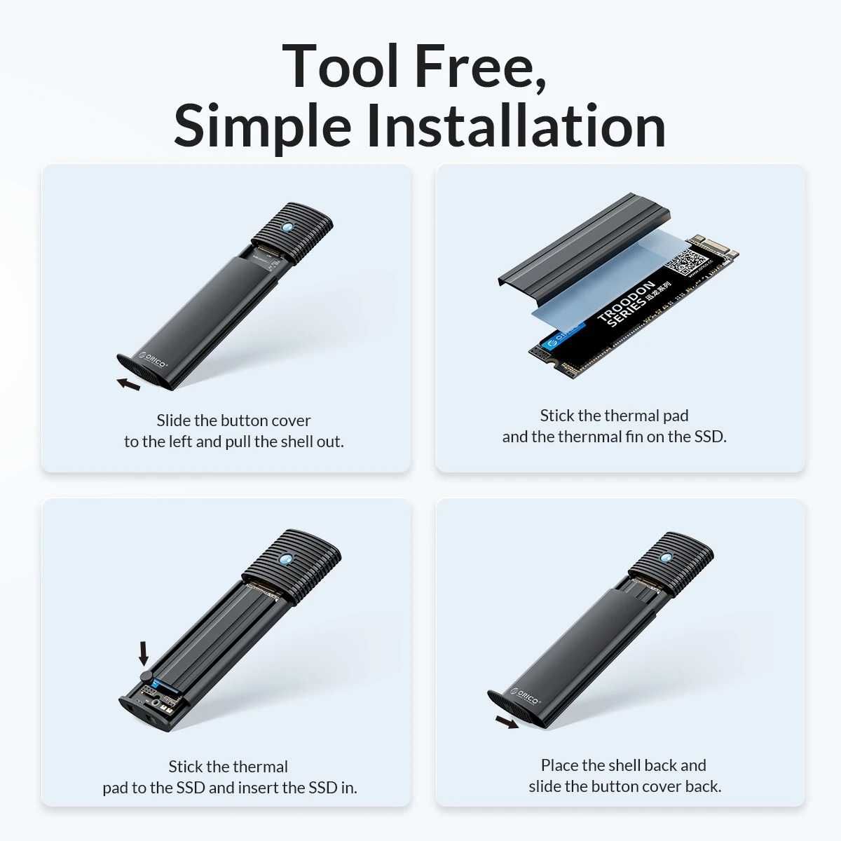 Кишеня дисків Orico M.2 NVMe/SATA 10 Gbps (PWDM2-G2) Blue