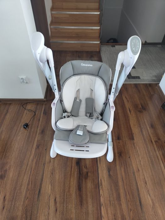 Caretero Indigo 2w1  Krzesełko do karmienia/ Huśtawka /Jasnoszary