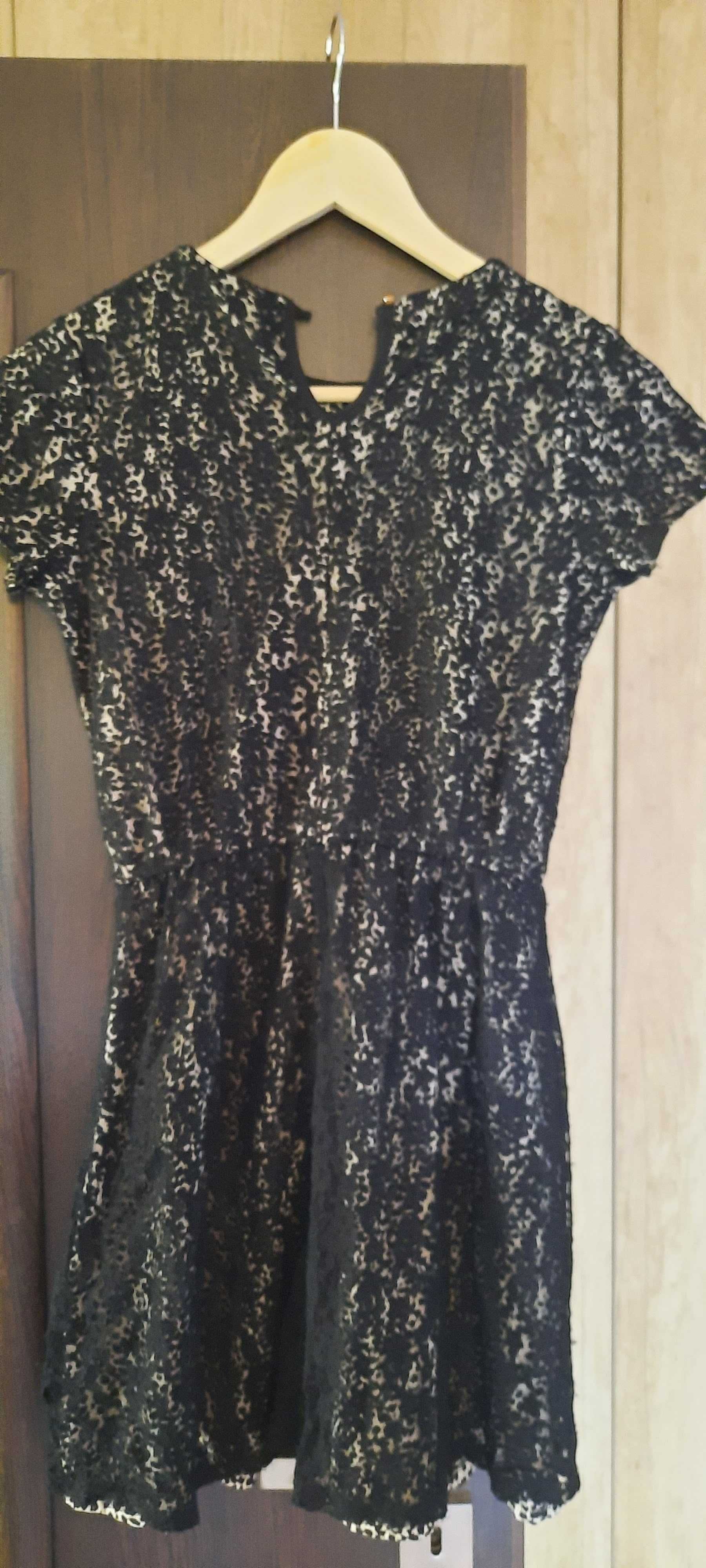 SUKIENKA czarna koronka, panterka RESERVED 152 cm