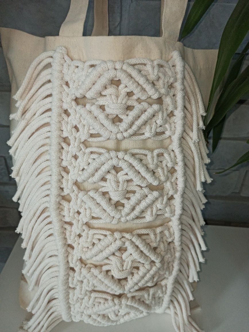 Eko torba makrama boho shopper na zakupy