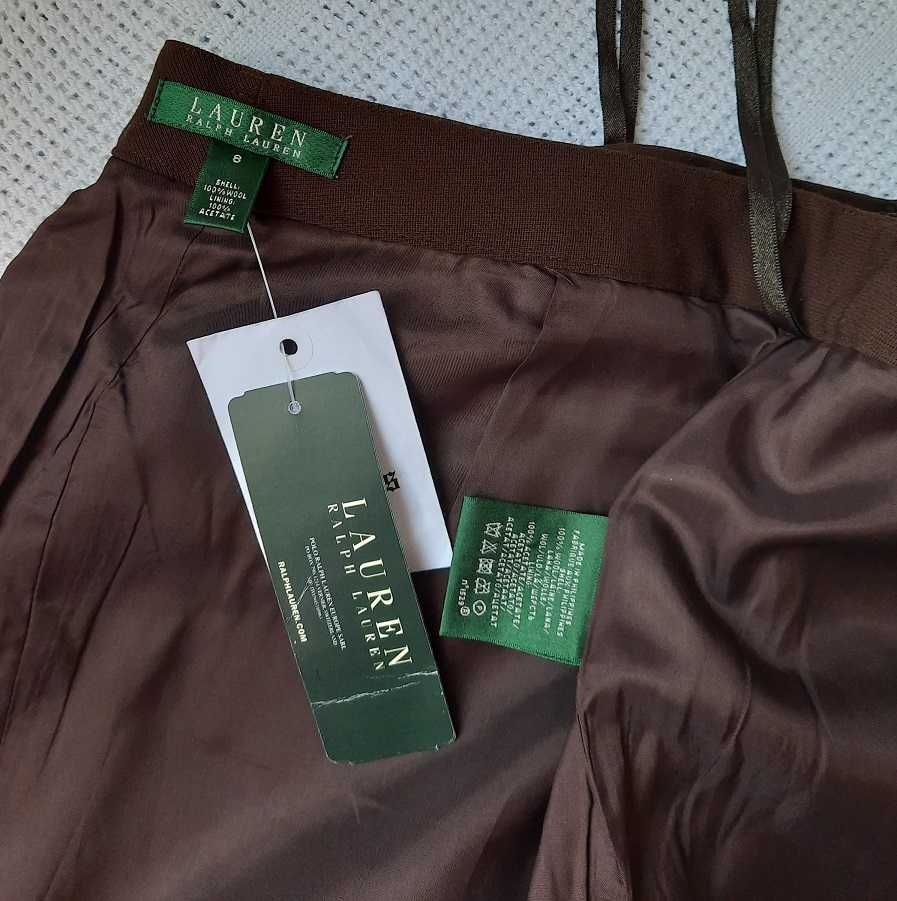 Ralph Lauren 100% Wełna ołówkowa brązowa spódnica midi M M/L