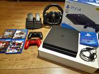 Play Station 4 Slim 500GB + kierownica + gry