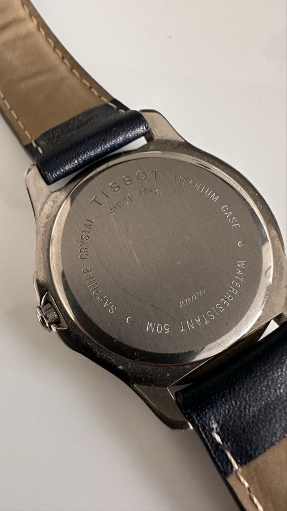 Zegarek męski Tissot Titanium PR50 skorzany niebieski pasek