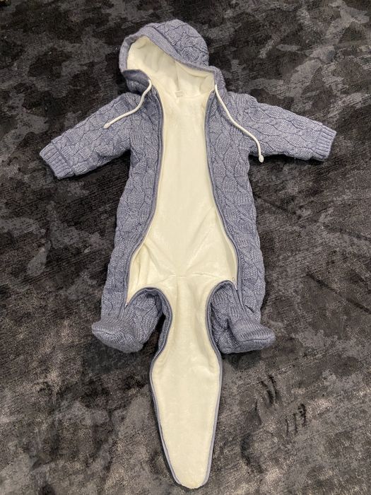 Комбинезон синий вязаный рост 68 теплый унисекс