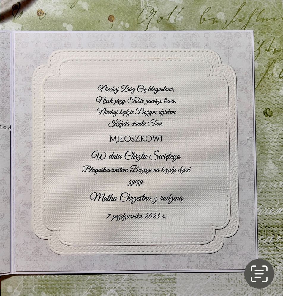 Kartka na chrzest dla dziewczynki w pudełku personalizowana