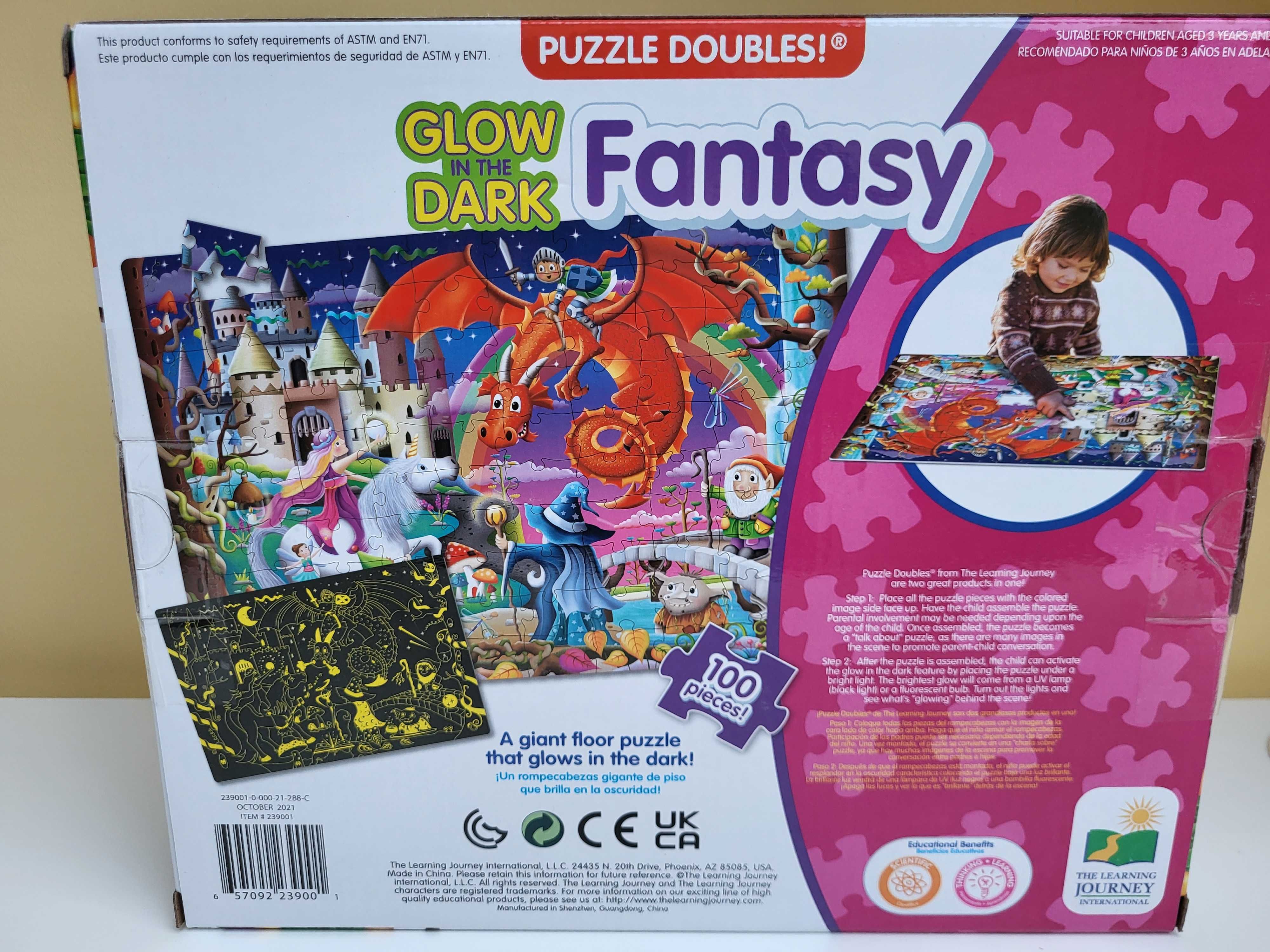 Grube duże Puzzle świecące 100 el Double jednorożecFantasy eco trefl