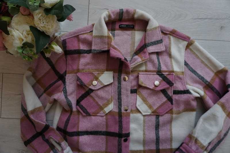 bluza~ kurtka koszulowa w kratę~ a'la flanela~ Shein r.36