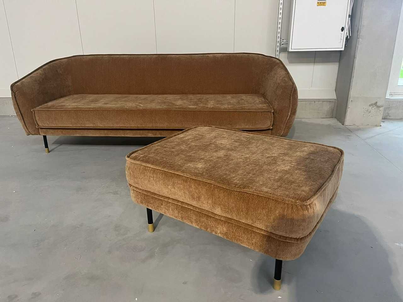 Sofa materiał brązowa 2 szt 2450x1100x900