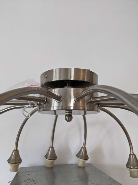 lampa, żyrandol wiszący sufitowy, stal nierdzewna