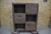 Biblioteczka, witrynka, drewno egzotyczne, import
