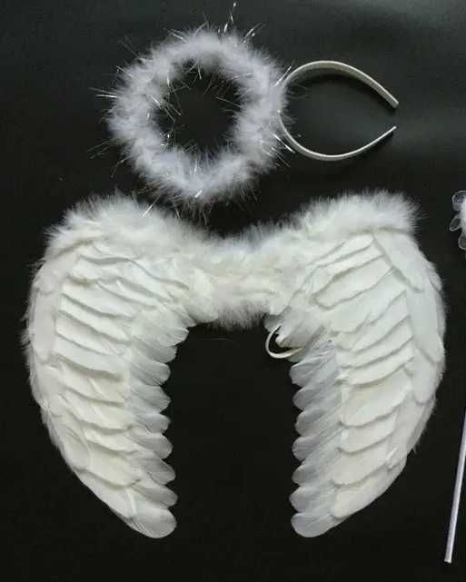 Крила з піря менші  (50*34 см), обруч німб, крила ангела капронові
