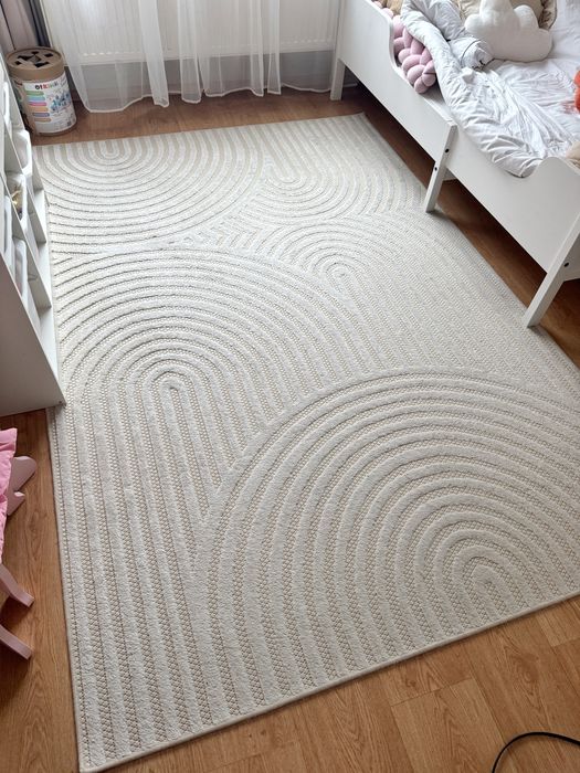 Dywan 160x230 beżowy ecru lines nowoczesny komfort