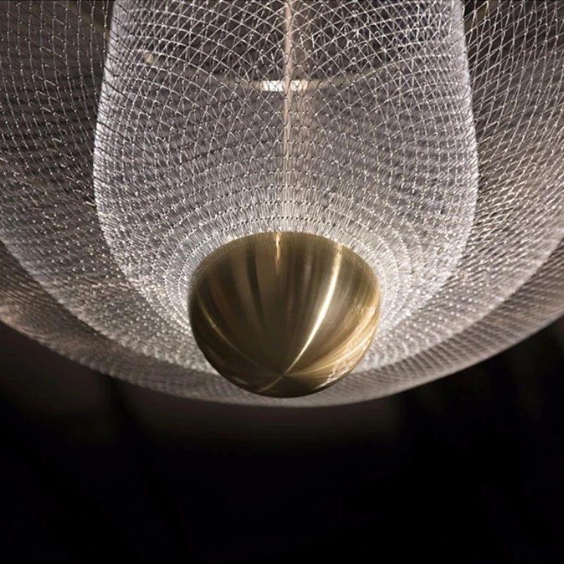Nowoczesna lampa wisząca żyrandol w stylu Meshmatics 80x60  srebrno zł