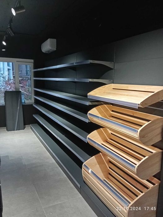 Торговые стеллажи. Касса. Касове обладнання. Полки в наличии. Холод