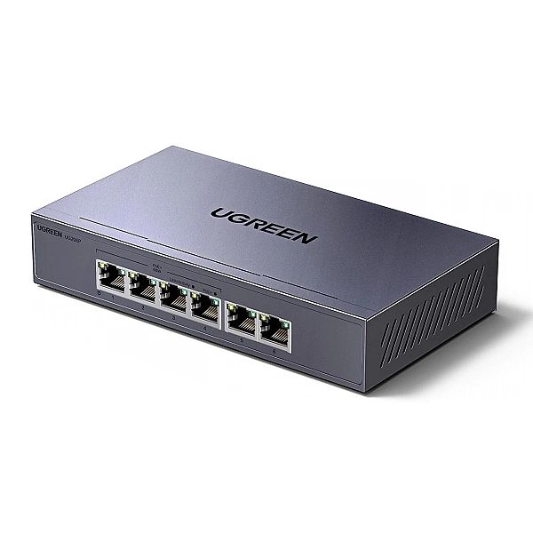 Switch Ugreen przełącznik ethernet 6-Portowy 1Gb/s z PoE - szary