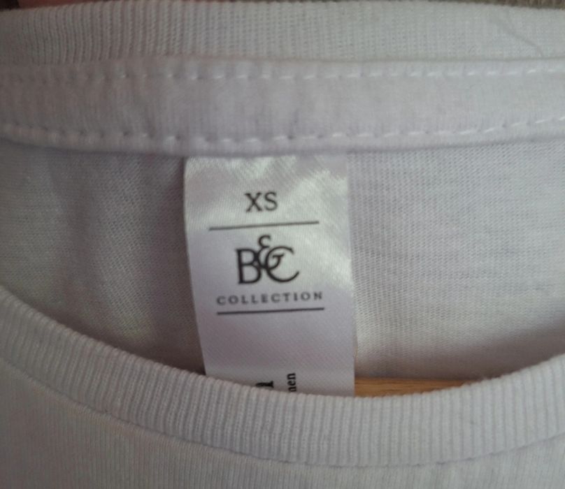 NOWY biały T-shirt z grafiką śmieszny 34 36 krótki rękaw koszulka