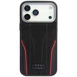 Etui Audi R8 Genuine Leather MagSafe do iPhone 17 Pro - czarno-czerwon