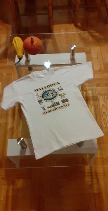 Koszulka biała unisex Mallorca 146/ 152/ 158 wymiary poniżej