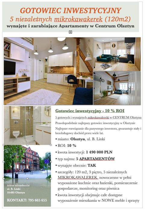 MIESZKANIE INWESTYCYJNE 5 apartamentów, Centrum, Stare Miasto