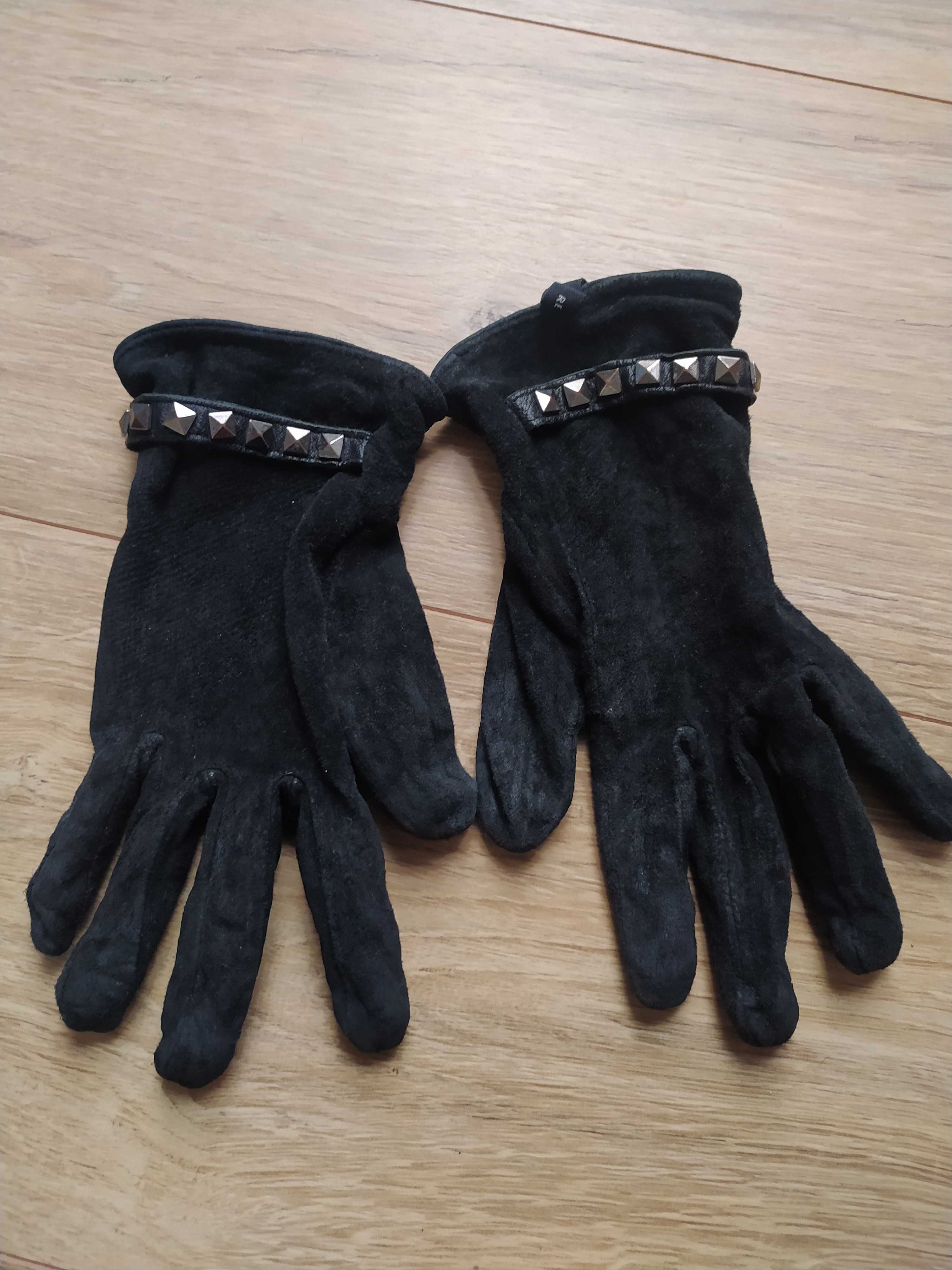 Rękawiczki damskie czarne skórzane s/m Reserved