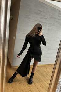 Sukienka czarna ozdobny material ala zara