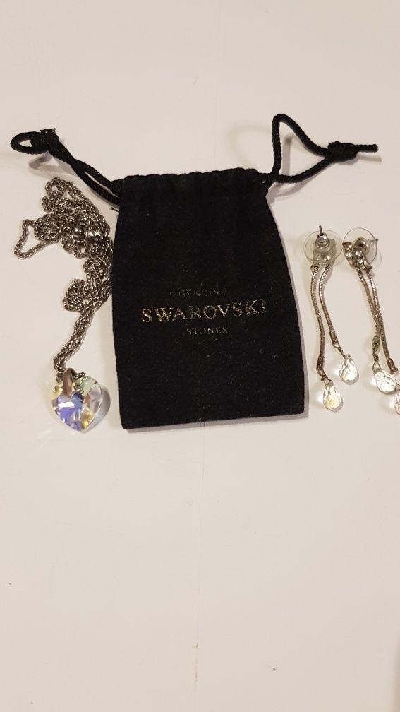 Biżuteria  Swarovskiego+ pełne kolczyki +2 pary klipsów + broszka