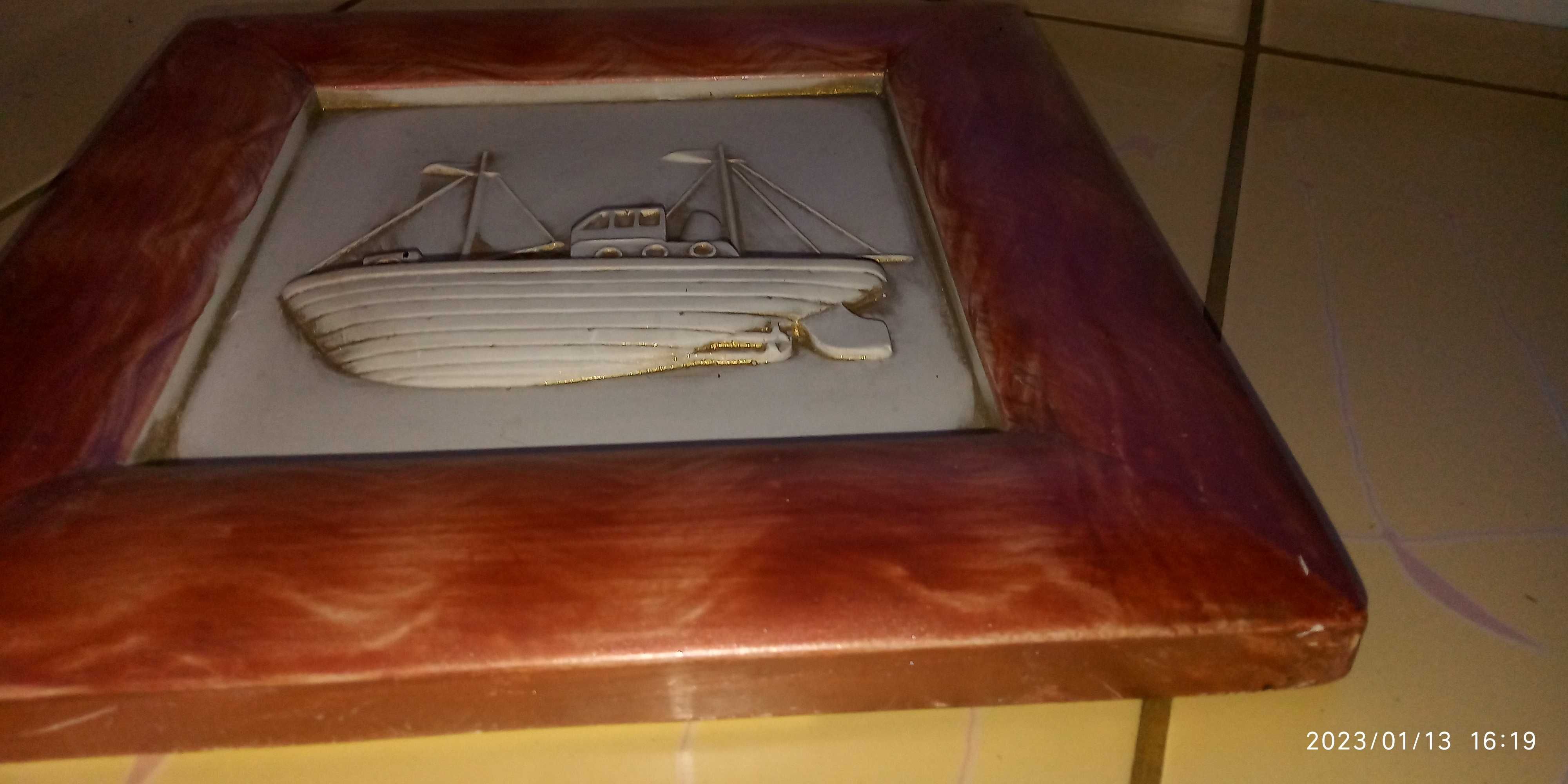 obraz gipsowy  3D statek