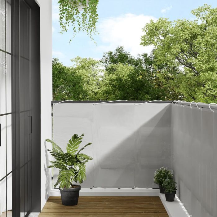 Vidaxl Parawan Balkonowy, Jasnoszary, 120X500Cm, 100% Poliester Oxford