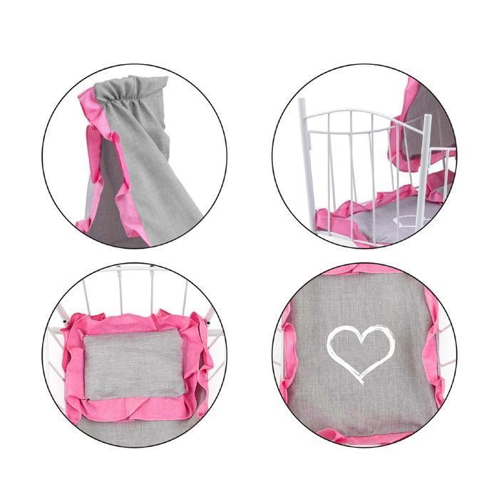 Łóżeczko dla Lalek Lily z Baldachimem Prestige Pink Milly Mally