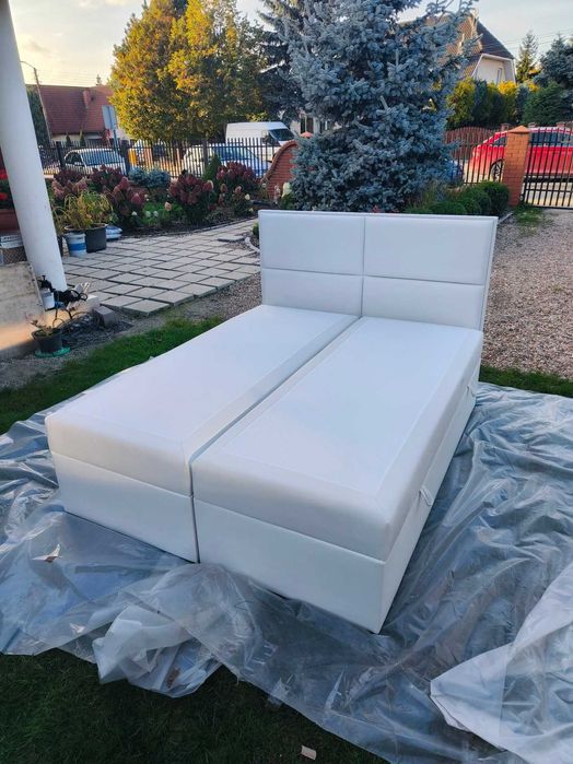 Łózko kontynentalne, 160x200, Grekpol. Białe