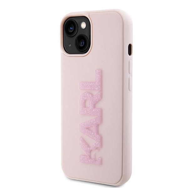 Etui Karl Lagerfeld 3D Rubber Glitter Logo Na Iphone 15 - Różowe