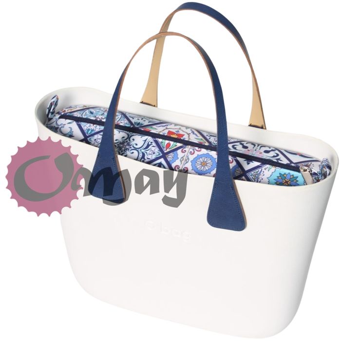 Organizer OBAG MINI kafelki niebieskie granat 2 kieszenie wkład OMAY