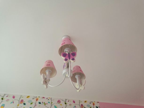 Żyrandol Lampa wisząca + kinkiet motyle różowa dziewczynki