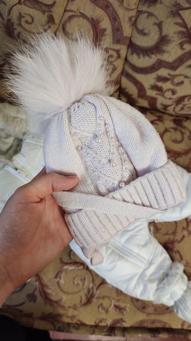 Зимовий комбінезон для новонародженої дівчинки, шапочка для дівчинки з