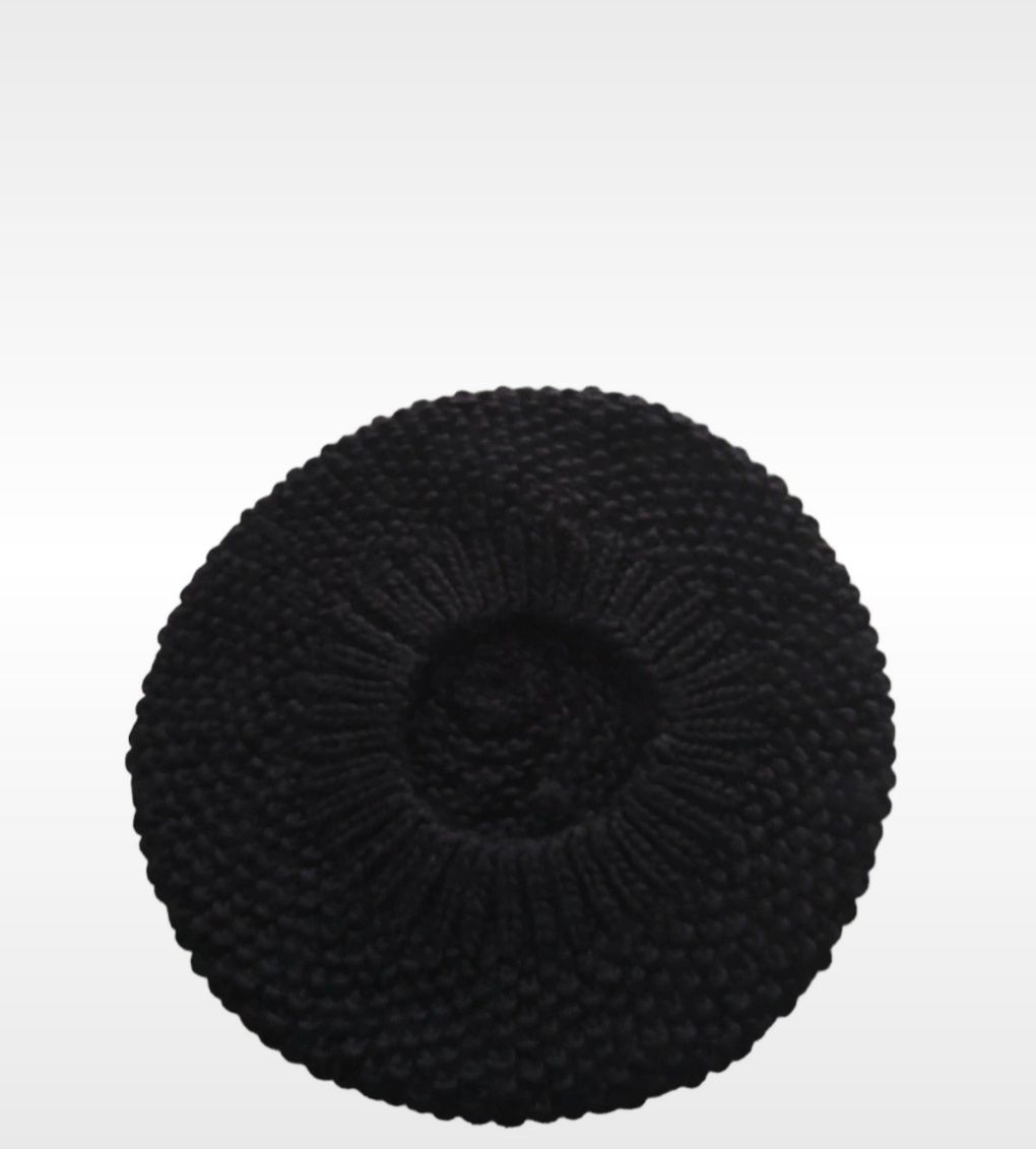 H&M Wełniany czarny ciepły beret damski 30% wełna