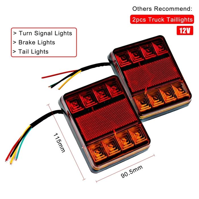 2 x światło tylne na tył do przyczepy naczepy