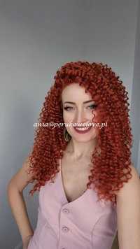 Peruka lace front ruda afro loki kręcone włosy na co dzień