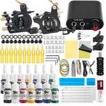 kit iniciação completo maquina de tatuar 2 cabeças varias tintas
