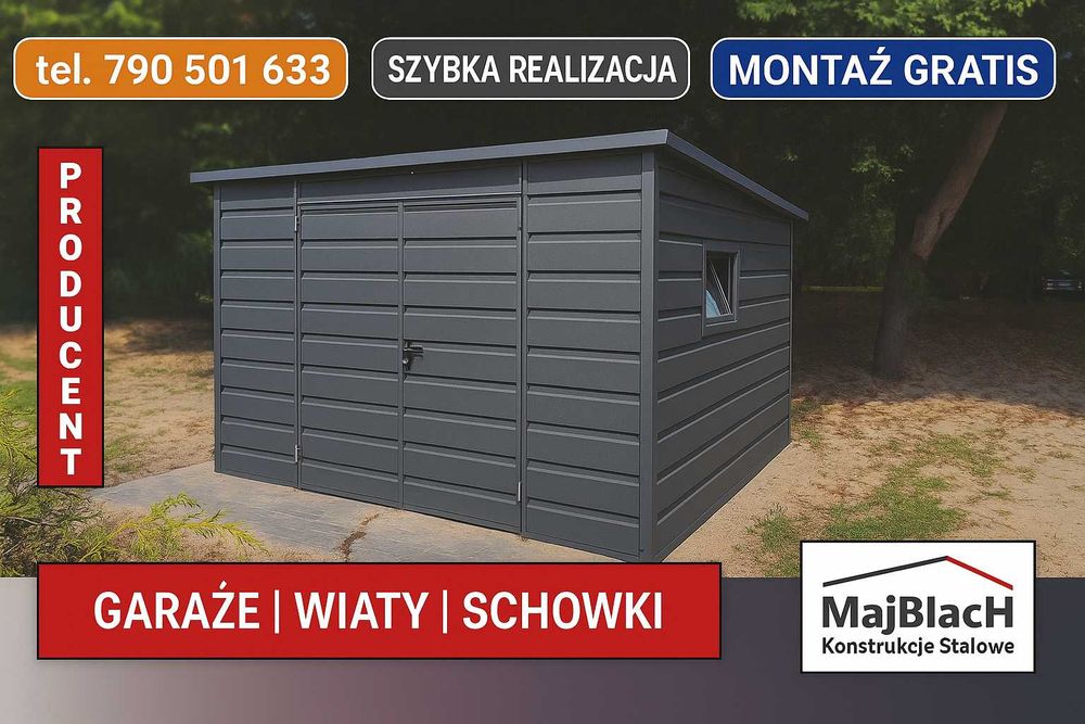 PRODUCENT Wiata ogrodowa/śmietnikowa - Altana na Narzędzia – Maj-Blach