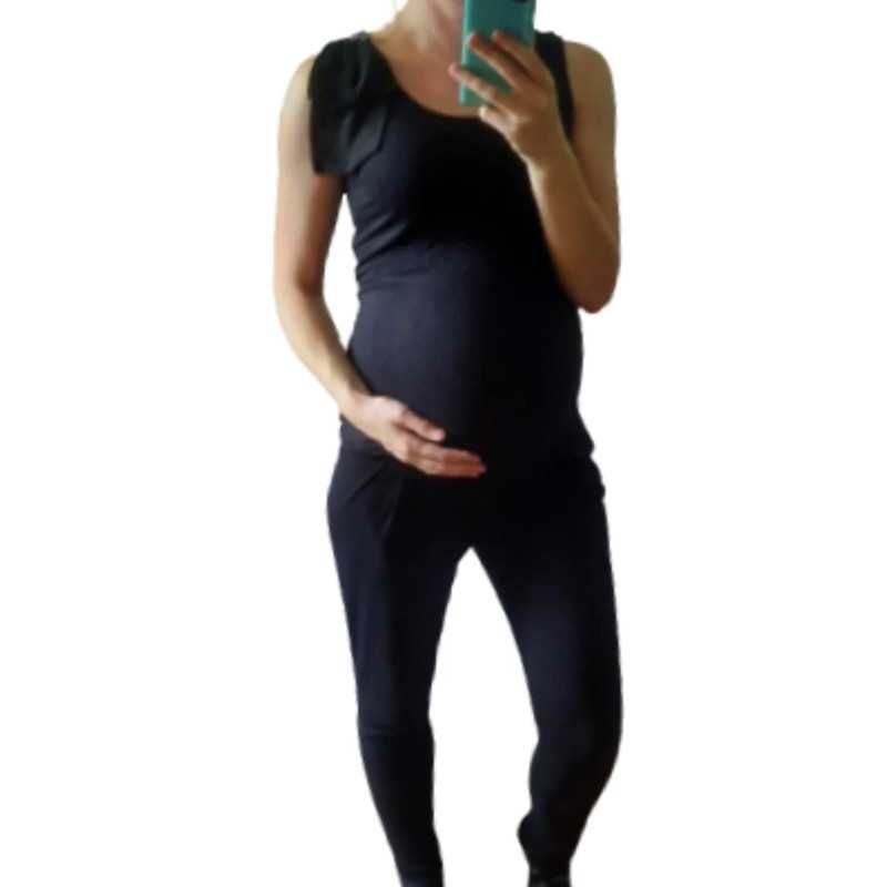 Bluzka ciążowa roz.S/36 czarna z gumką i kokardą na ramieniu #795