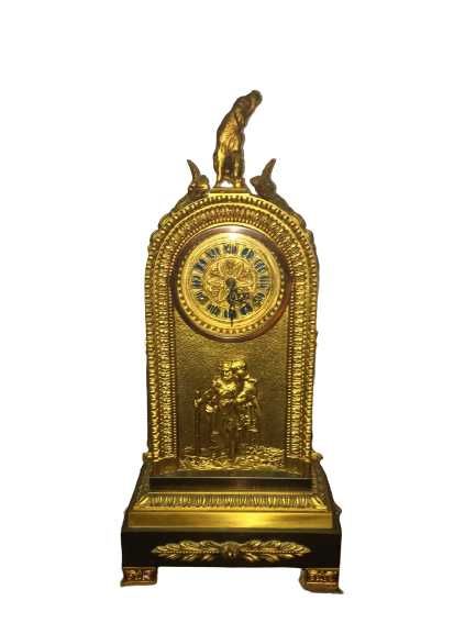 Relógio de mesa a corda em puro bronze, Napoleão III Francês